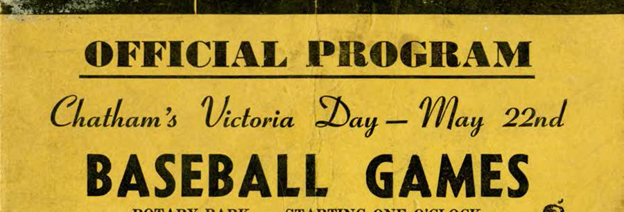 yellow cover for Victoria Day baseball program